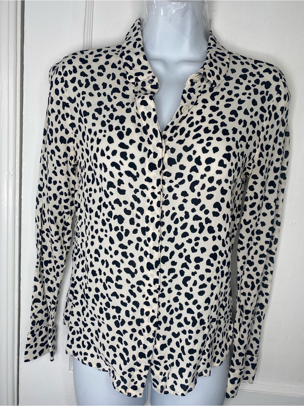 Reformation Cream and Black Leopard-Print Button Down Shirt - Picture 2 of 8